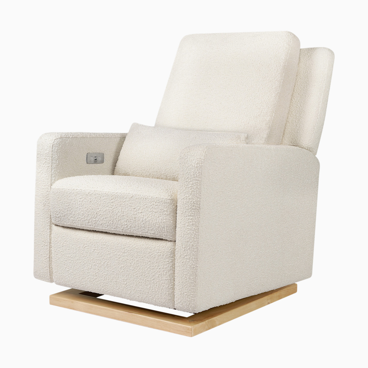 babyletto Sigi Electronic Glider - Ivory Boucle With Light Wood Base.