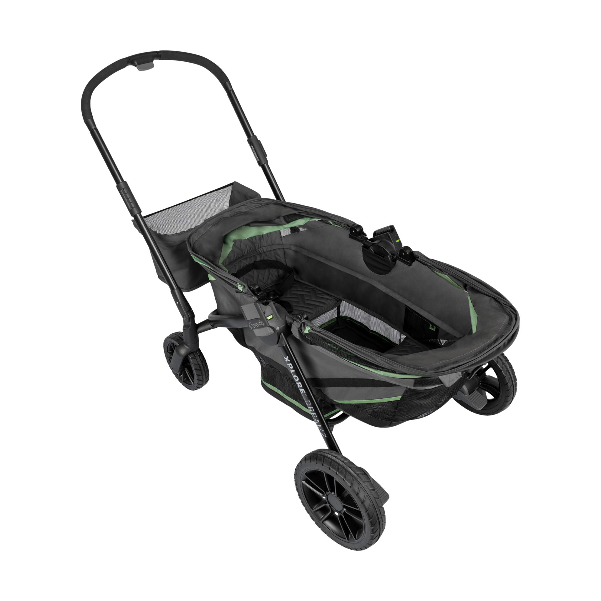 Evenflo Pivot Xplore Dreamz All-Terrain Stroller Wagon with Bassinet Insert - Voyager Gray.