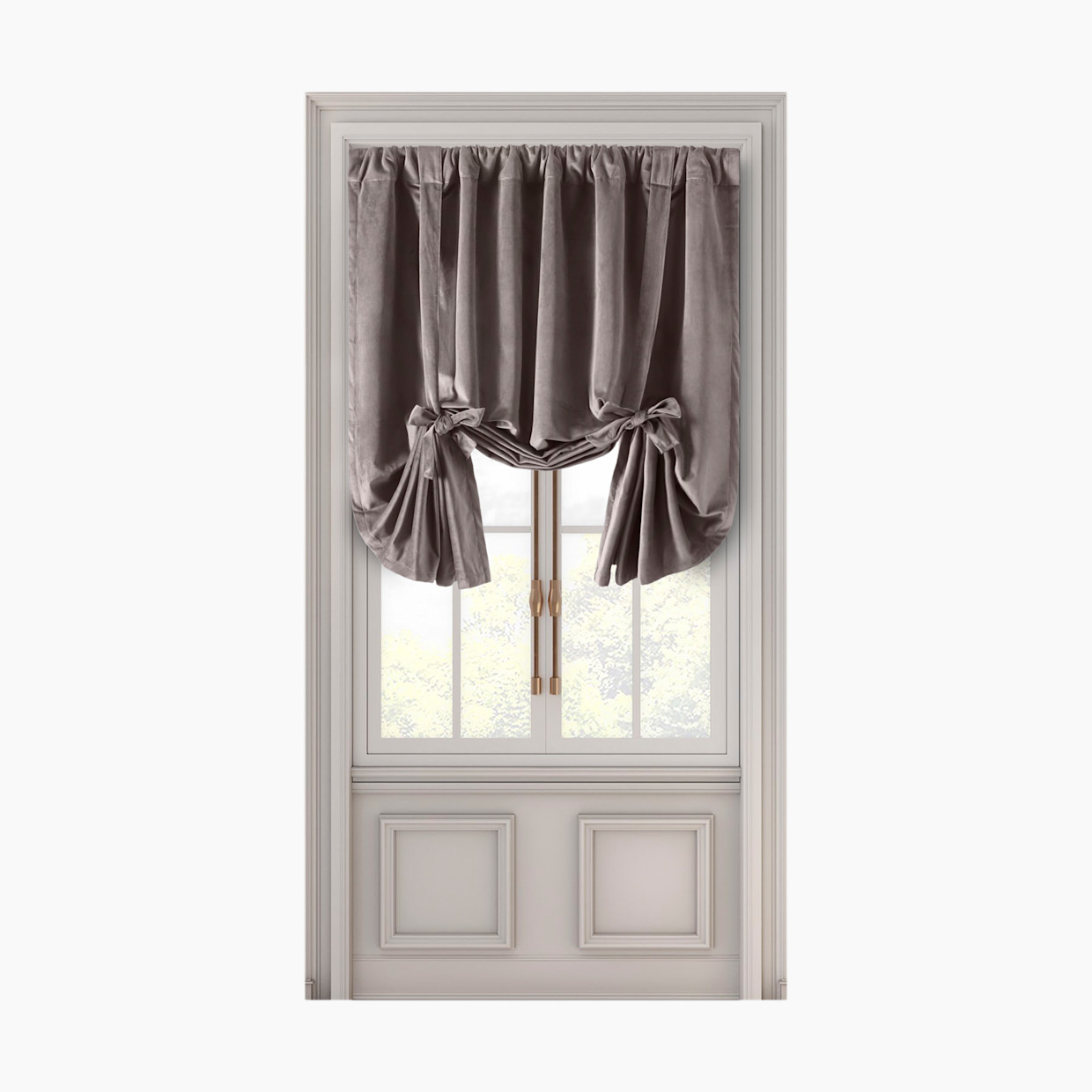 Ricardo Trading Premium Velvet Rod Pocket Tie Up Panel - Mauve, 50"W X 63"L, 1.