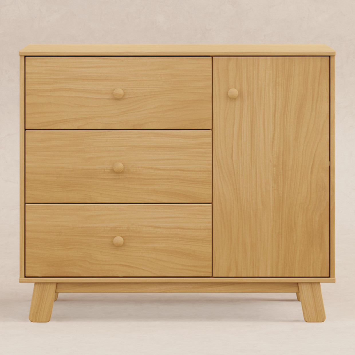 babyletto Hudson Modern 3-Drawer Dresser - Honey.