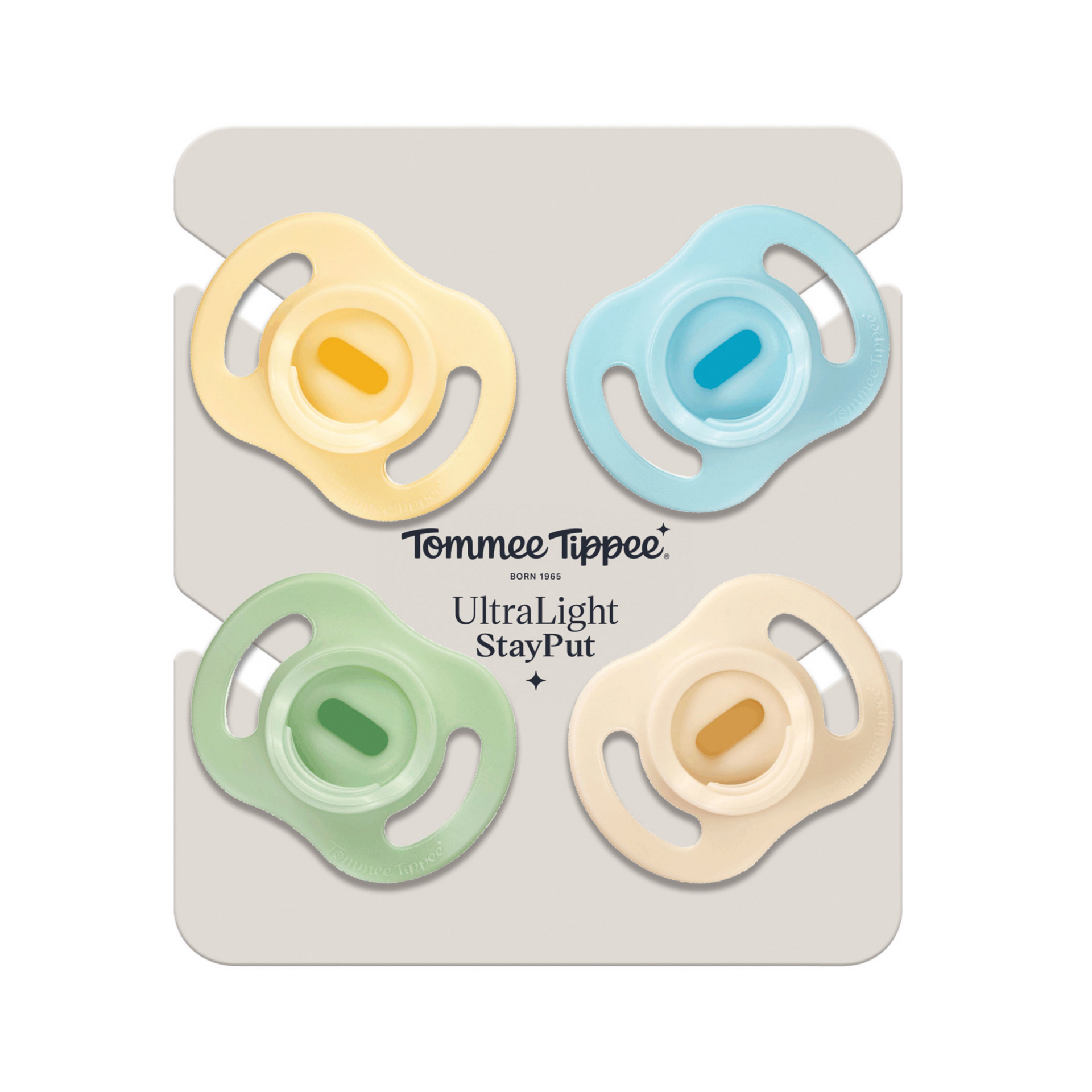 Tommee Tippee Ultra Light Silicone Pacifier - Cream/Yellow/Blue/Sage, 0-6 Months, 4.