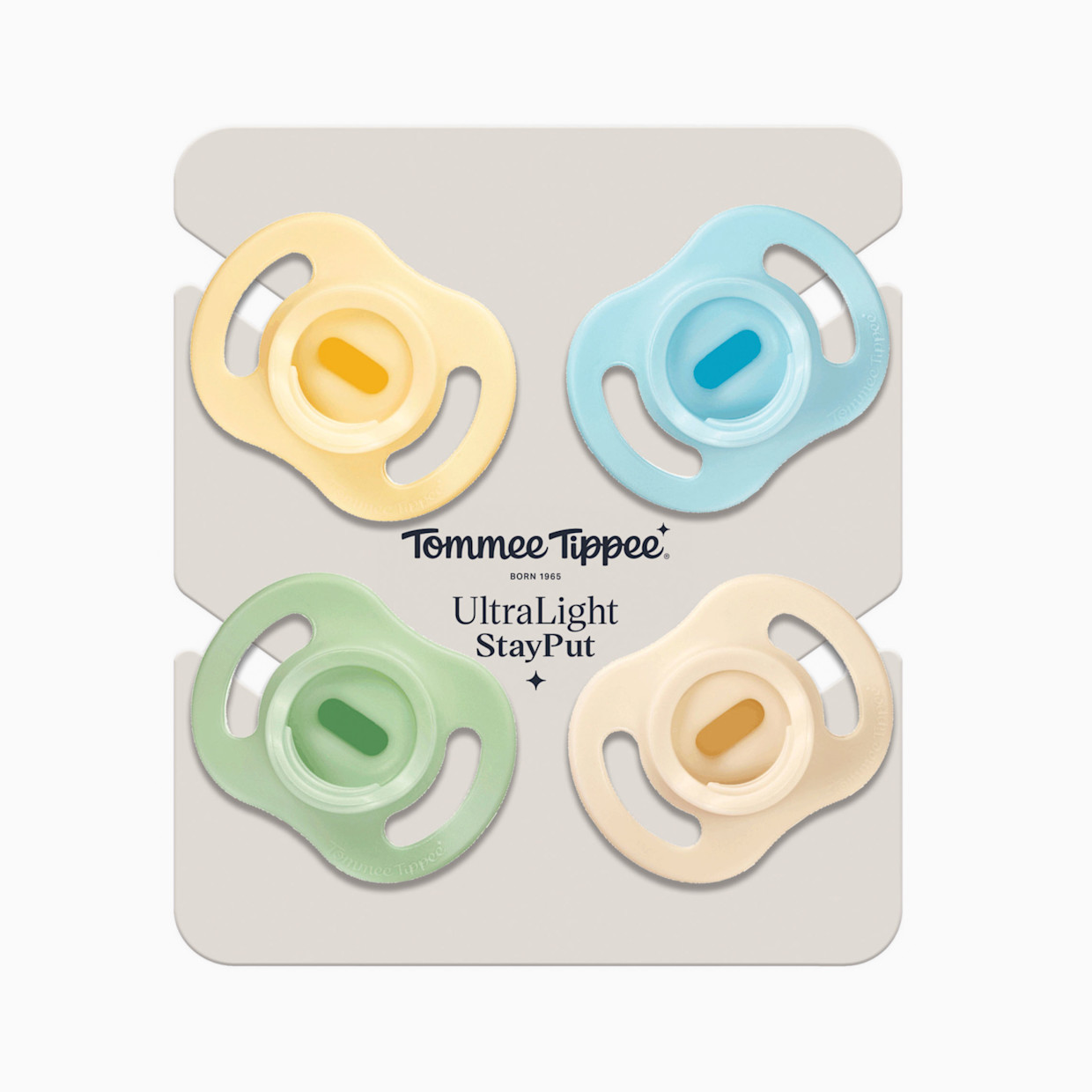 Tommee Tippee Ultra Light Silicone Pacifier - Cream/Yellow/Blue/Sage, 0-6 Months, 4.