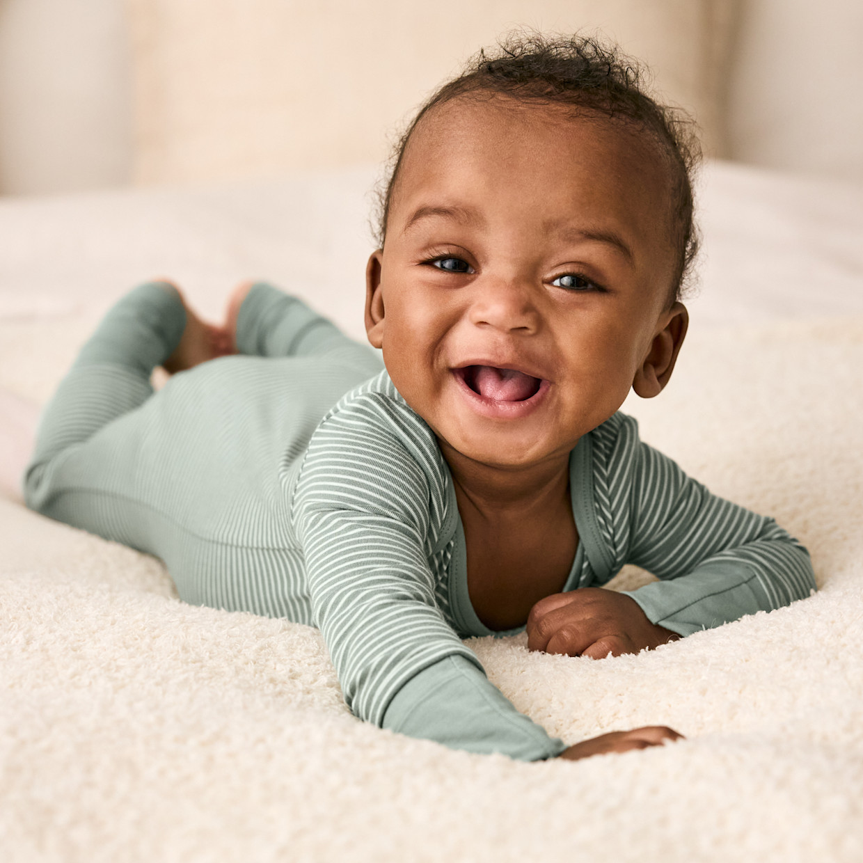 Little Sleepies Lap Shoulder Crescent Zippy - Willow Stripe, Preemie.