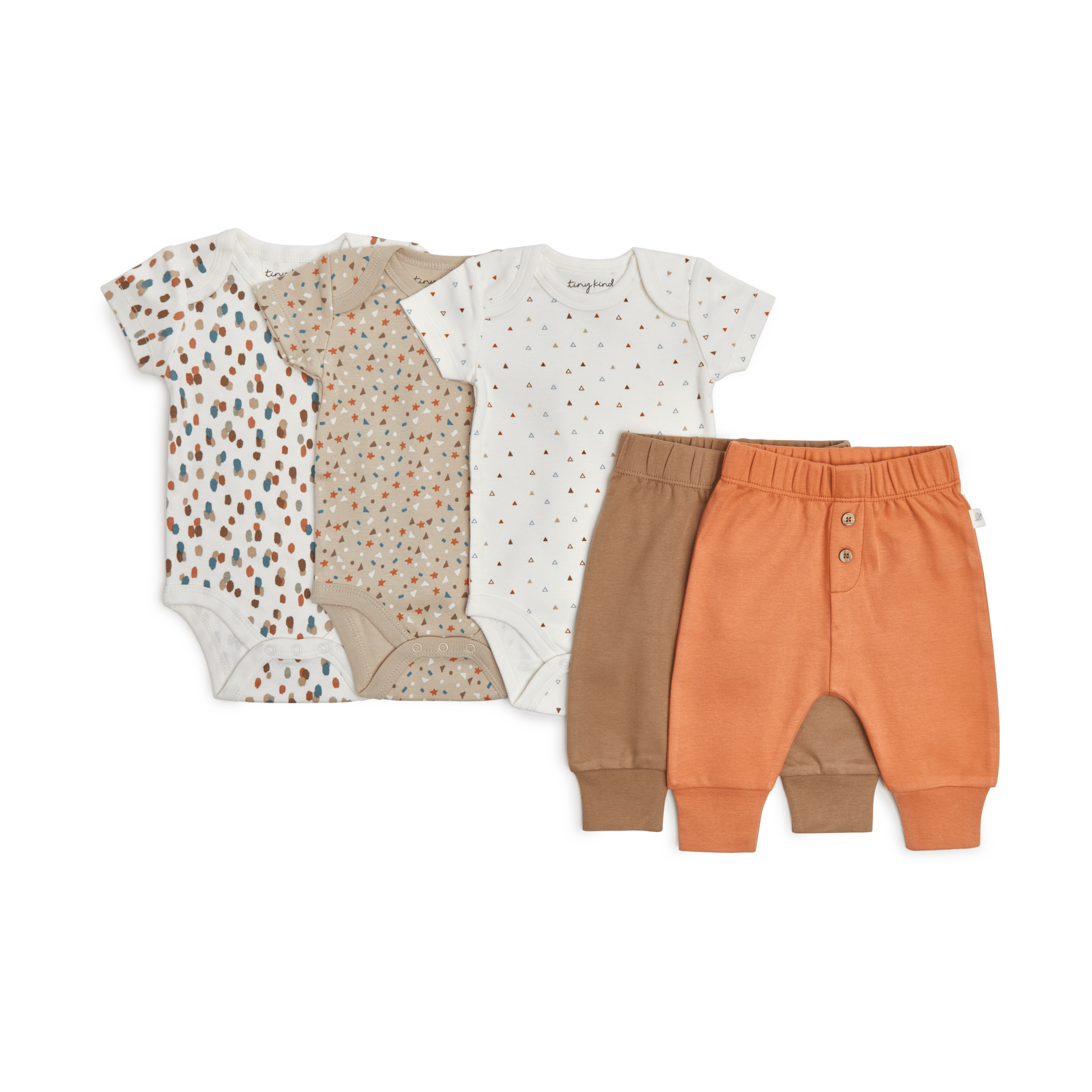 Tiny Kind Assorted Bodysuits (3-Pack) - Assorted Neutrals, 0-3 M.