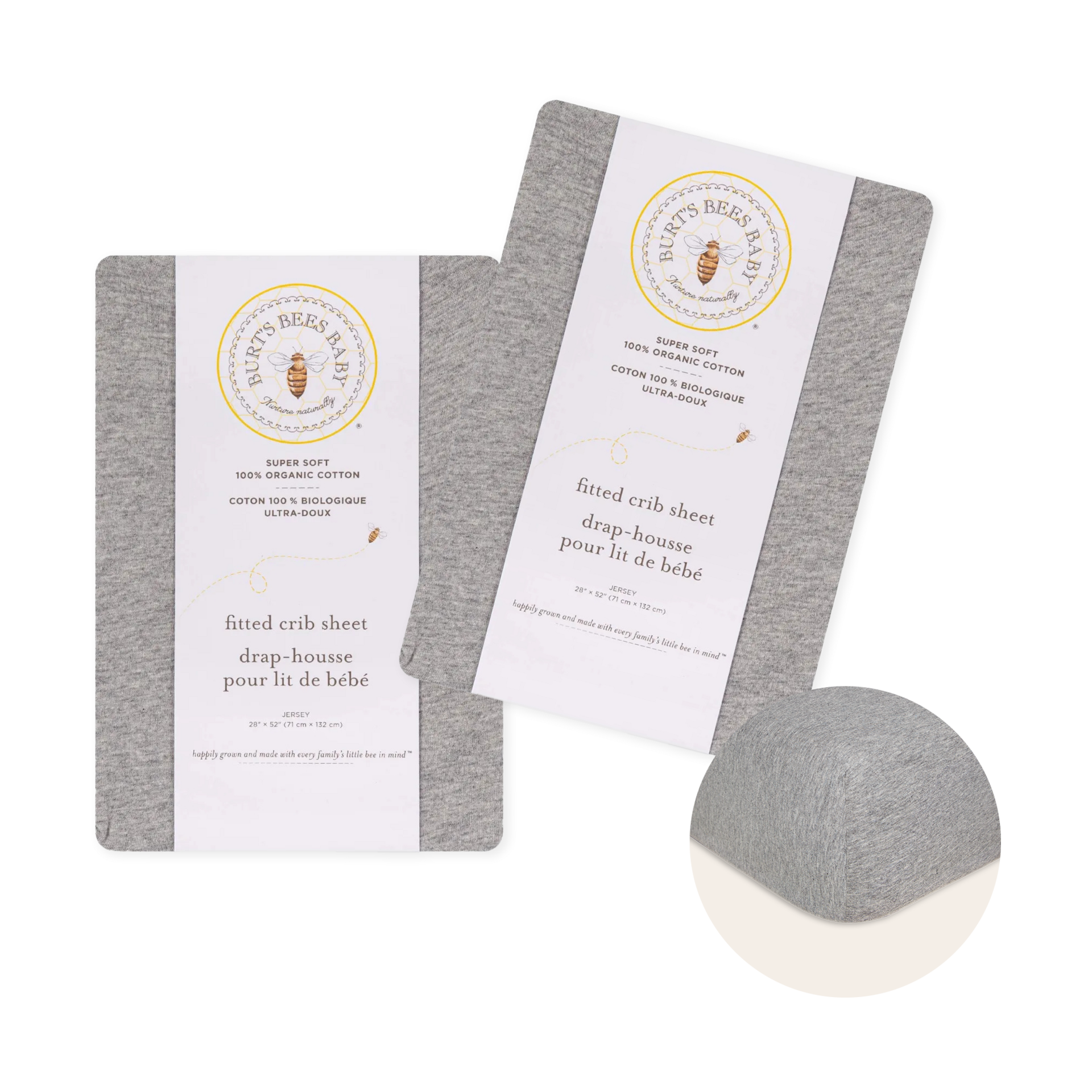 Burt's Bees Baby Organic Cotton Jersey Fitted Crib Sheet 2Pack Bundle