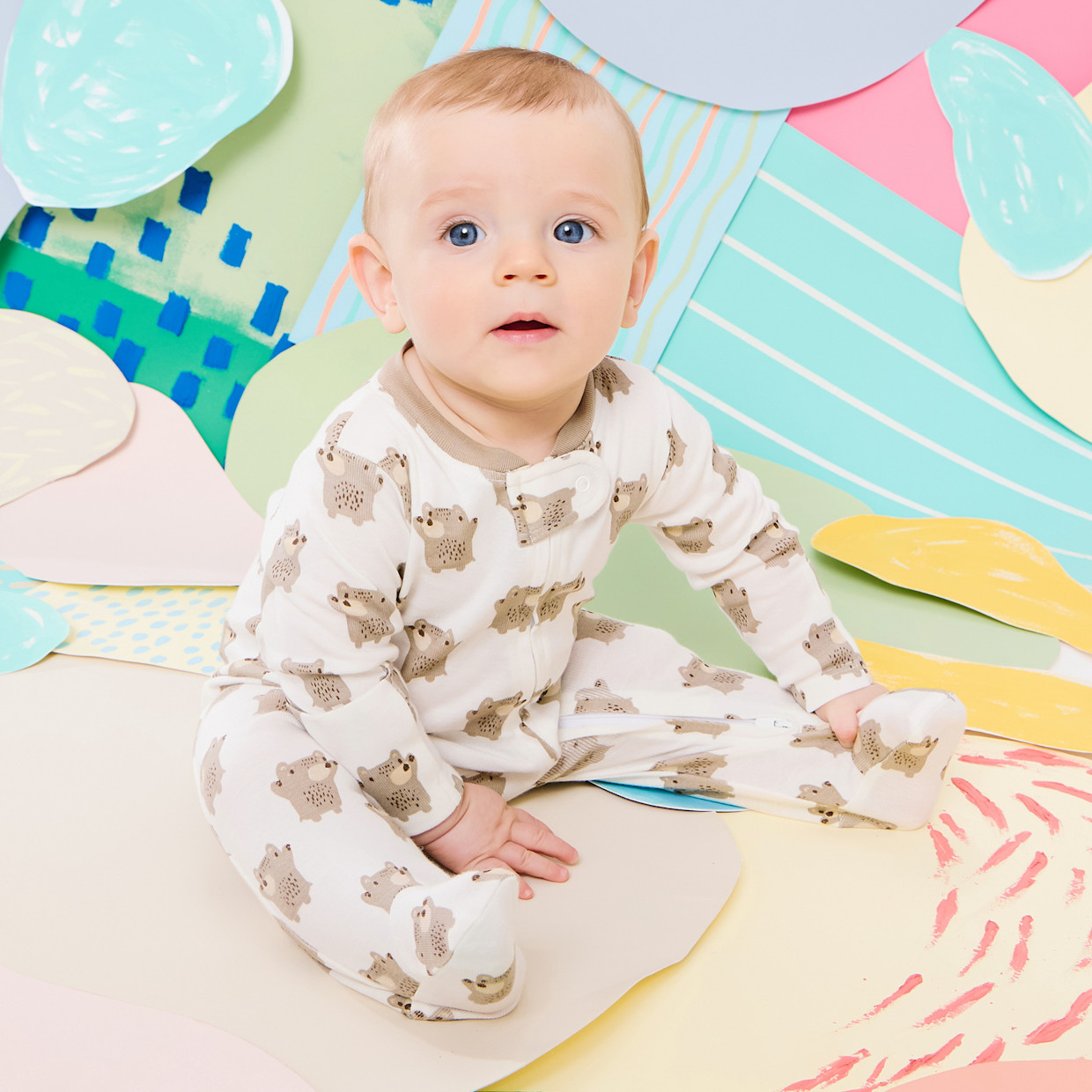 Small Story Organic Cotton 2-Way Zip Footie (2 Pack) - Bear Hugs, 0-3 M.