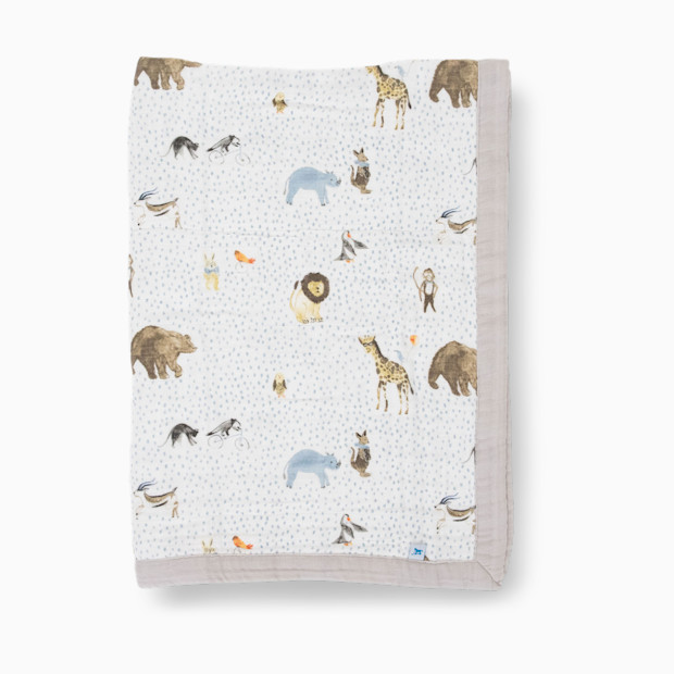 Little Unicorn Cotton Muslin Baby Receiving Quilt - Party Animals.