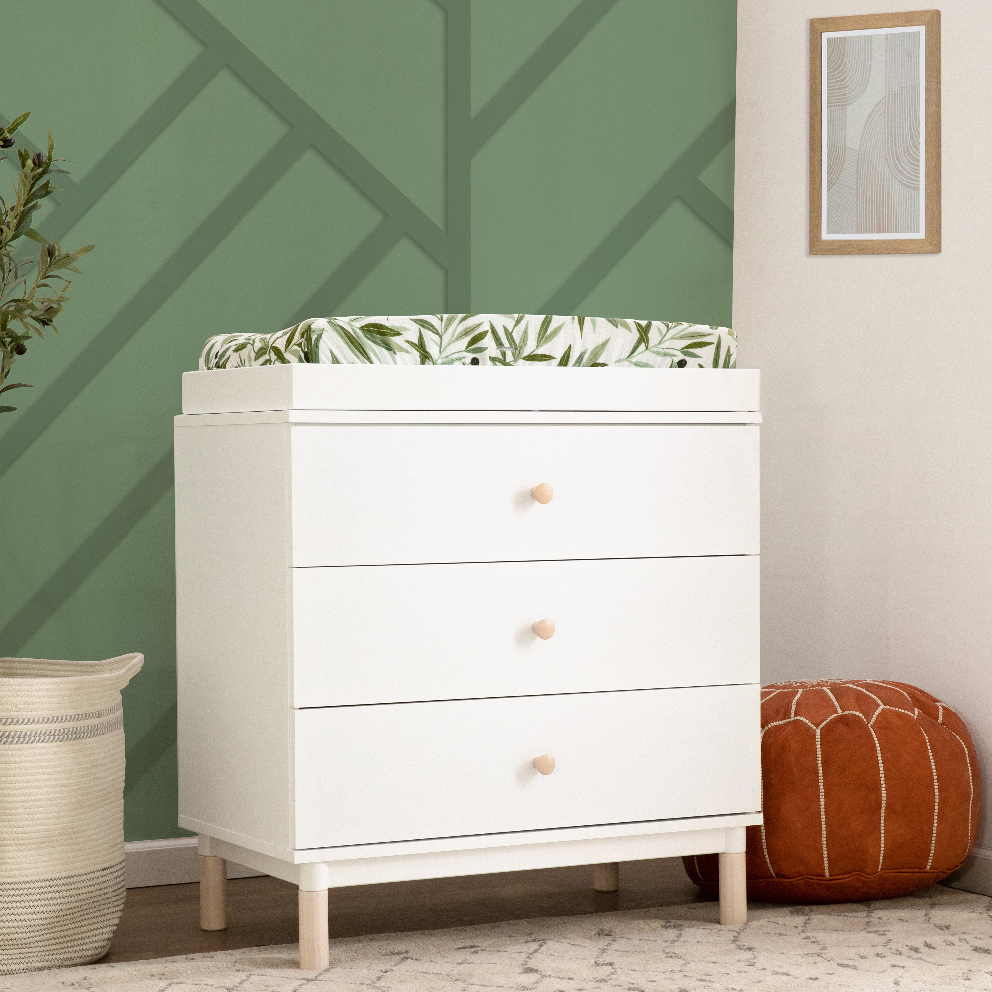 babyletto Gelato 3-Drawer Changer Dresser - White/Washed Natural.