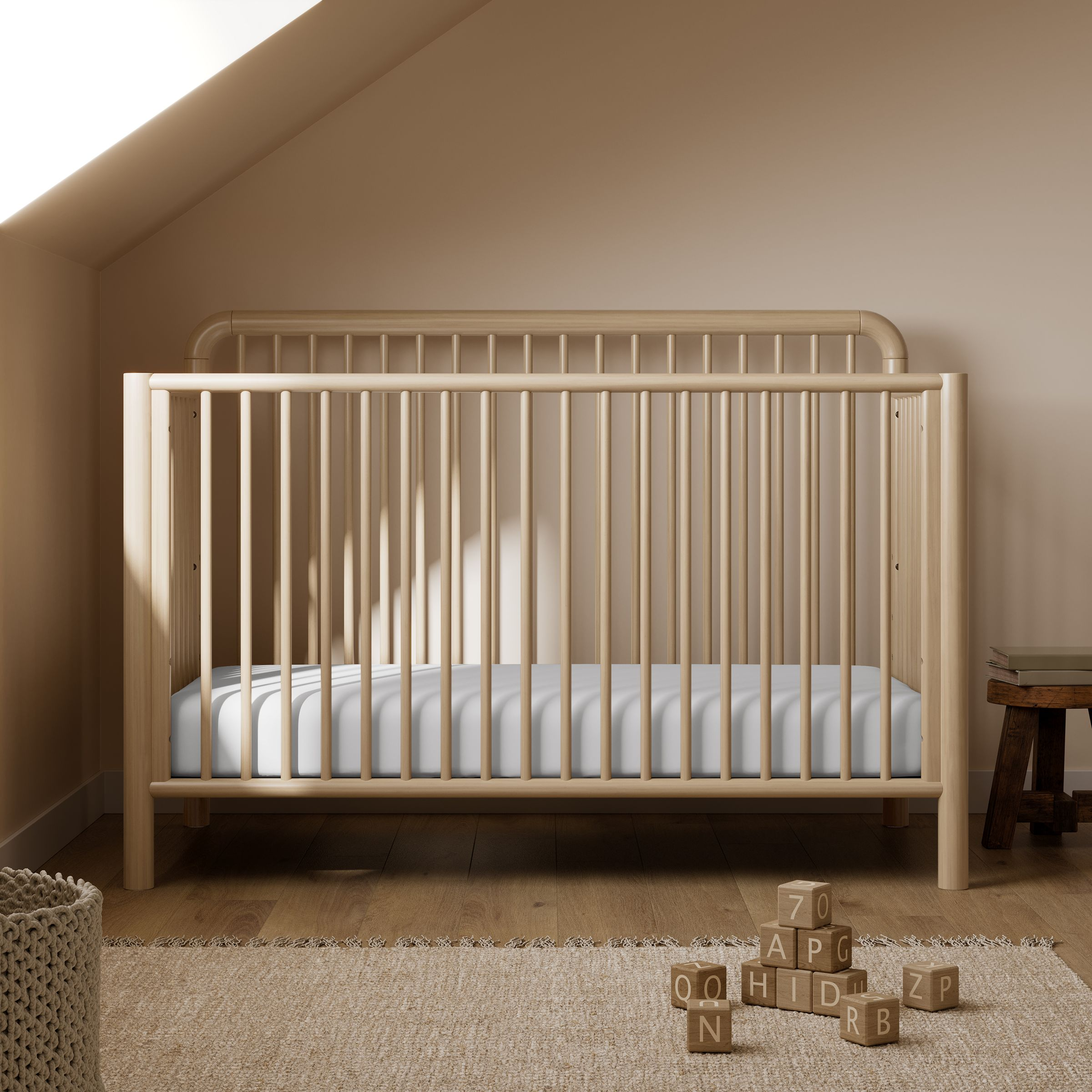 Storkcraft Porto 5-in-1 Convertible Crib with Toddler Guardrail - Driftwood.