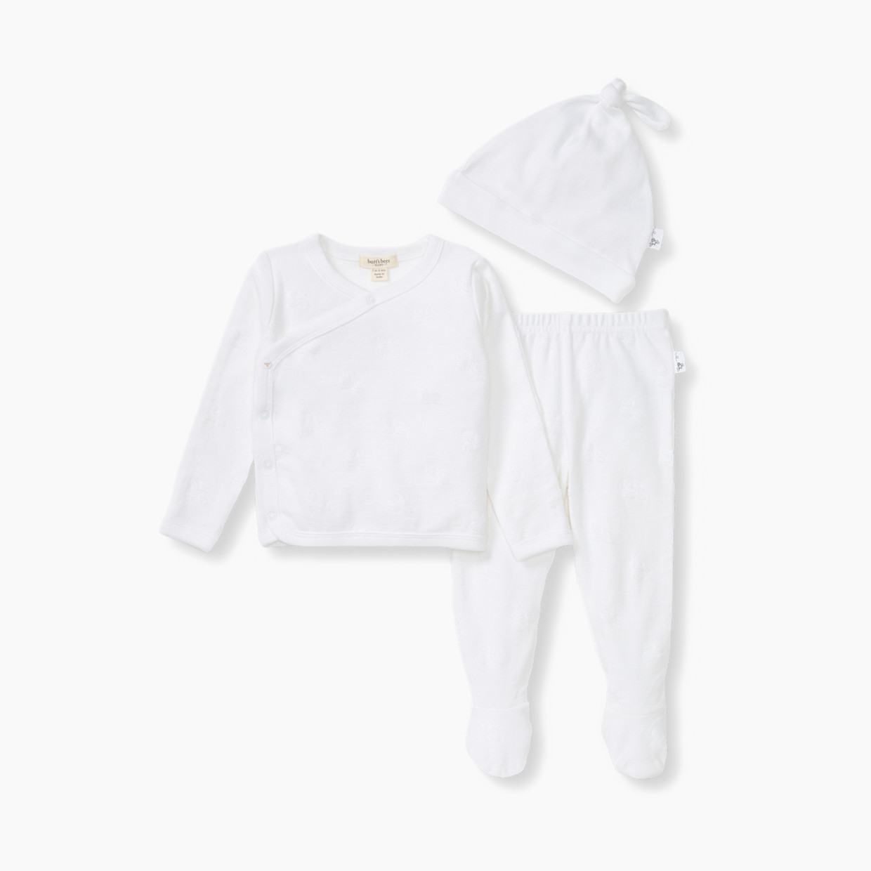 Burt's Bees Baby Organic Cotton Raised Terry Bee Take Me Home Set - Cloud Bee, Newborn.