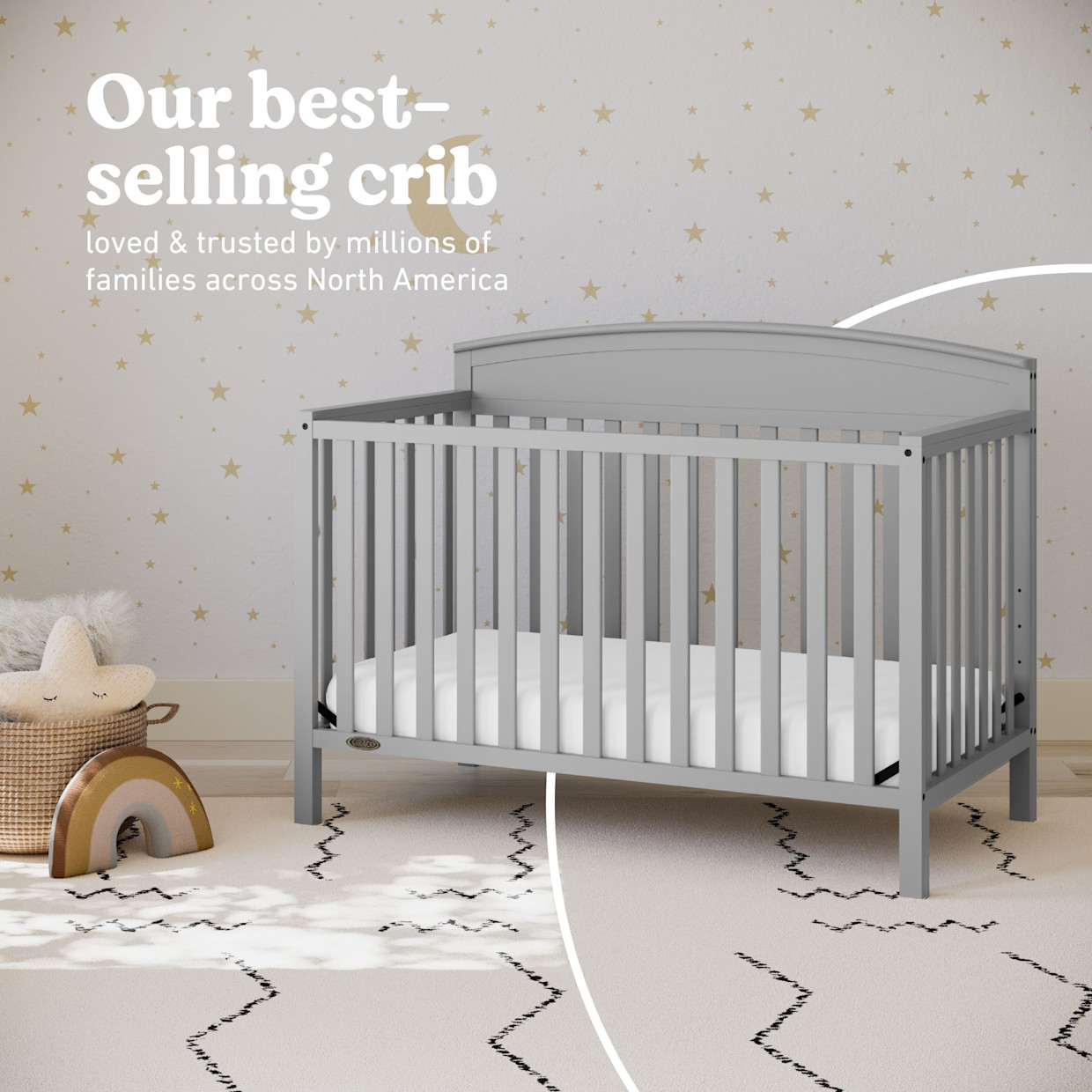 Graco Benton 5-in-1 Convertible Crib - Pebble Gray.