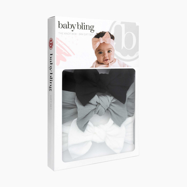 Baby Bling Classic Knot Headband Set (3 pack) - Grey/Black/White.