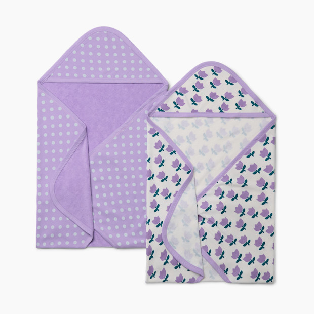 Small Story Organic Towels (2 Pack) - Purple Flowers, 0-24.