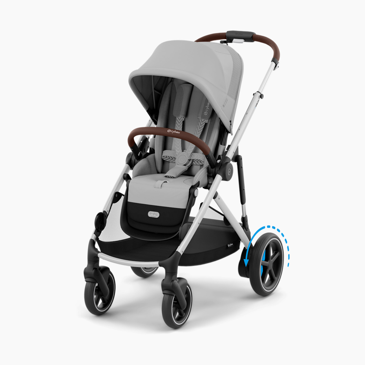 Cybex eGazelle S Electronic Assist Stroller - Silver Frame/Stone Grey Seat.