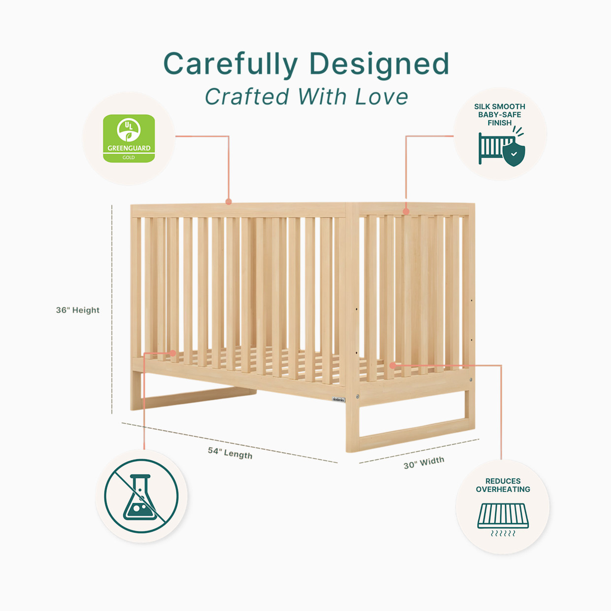 dadada Austin 3-in-1 Convertible Crib - Natural.