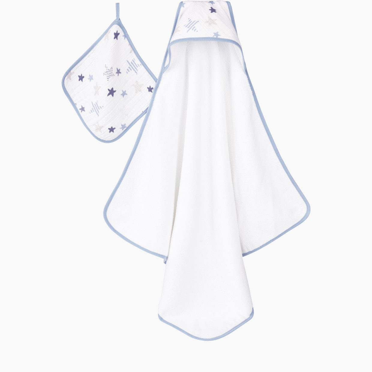 Aden + Anais Muslin-Backed Hooded Towel & Washcloth Set - Rock Star.