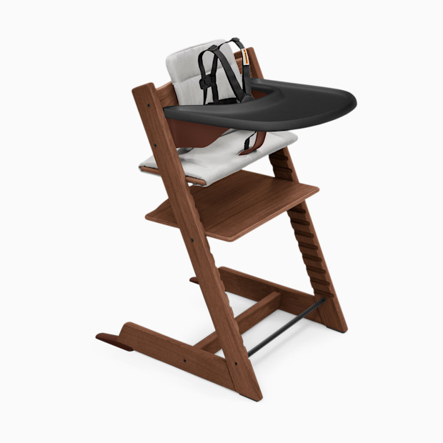 Stokke Tripp Trapp High Chair Complete² - Oak Warm Brown/Anthracite Cushion/Black Tray.
