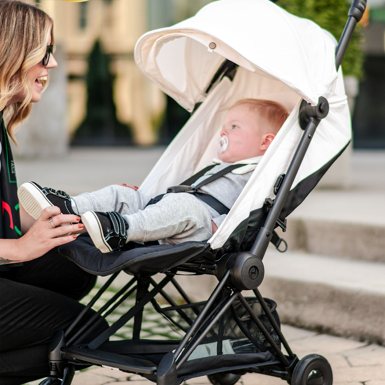 Cybex COYA Compact Lightweight Stroller - Chrome Dark Brown/Mirage Grey.