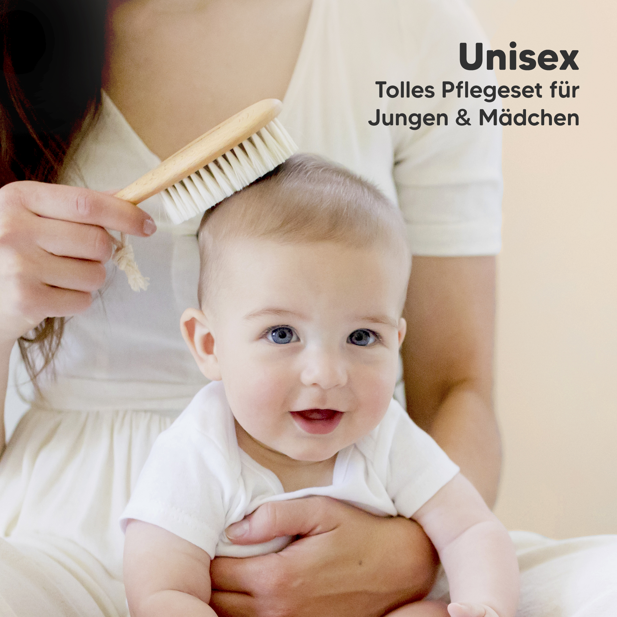 KeaBabies Baby Hairbrush Set - Walnut.
