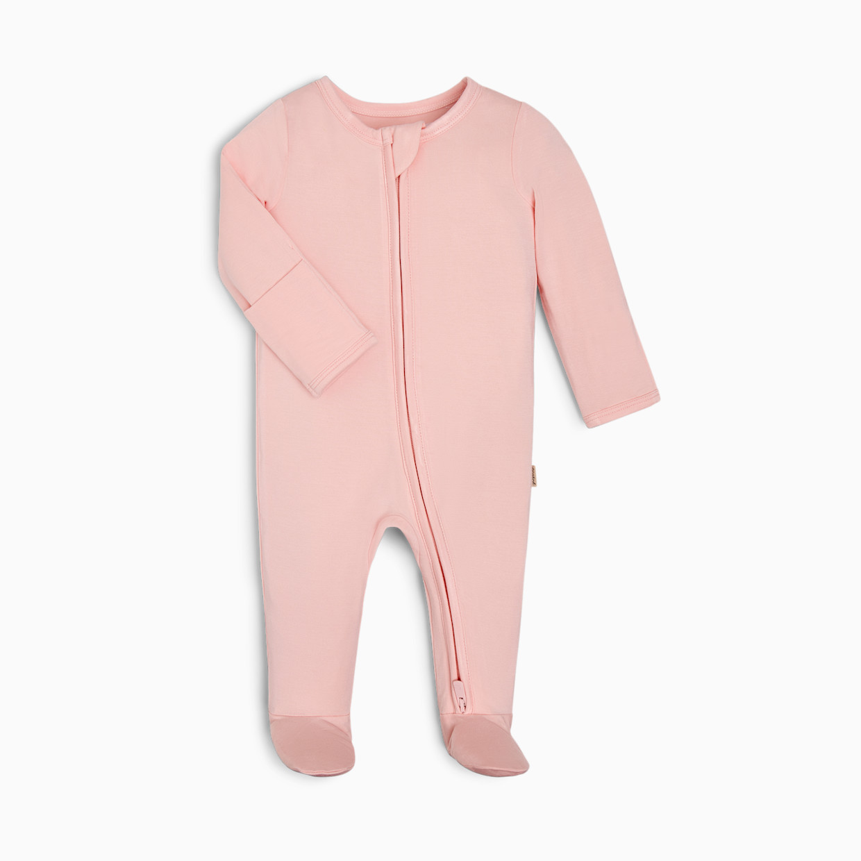 Tiny Kind Bamboo Viscose Solid 2-Way Zip Footie - Blush, 6-9 M.