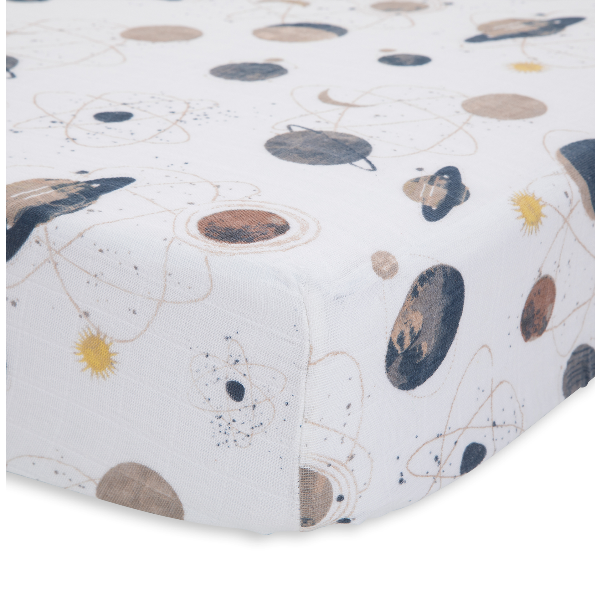 Little Unicorn Premium Crib Sheet | Breathable & Super-Soft Muslin Fabric (Planetary)