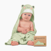 KeaBabies Hooded Baby Towel for Newborn - Viscose Derived from Bamboo Large Baby Bath Towels with Hood for Boys, Girls, Toddler, Extra Absorbent & Soft Newborn Bath Essentials (Frog)