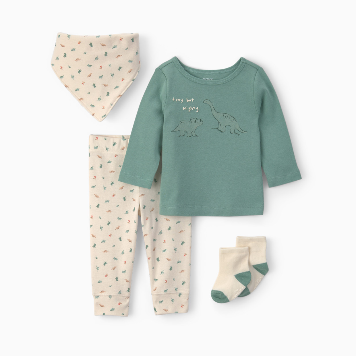 Carter's 4-Piece Outfit Gift Set - Green Dinosaur, 6M.