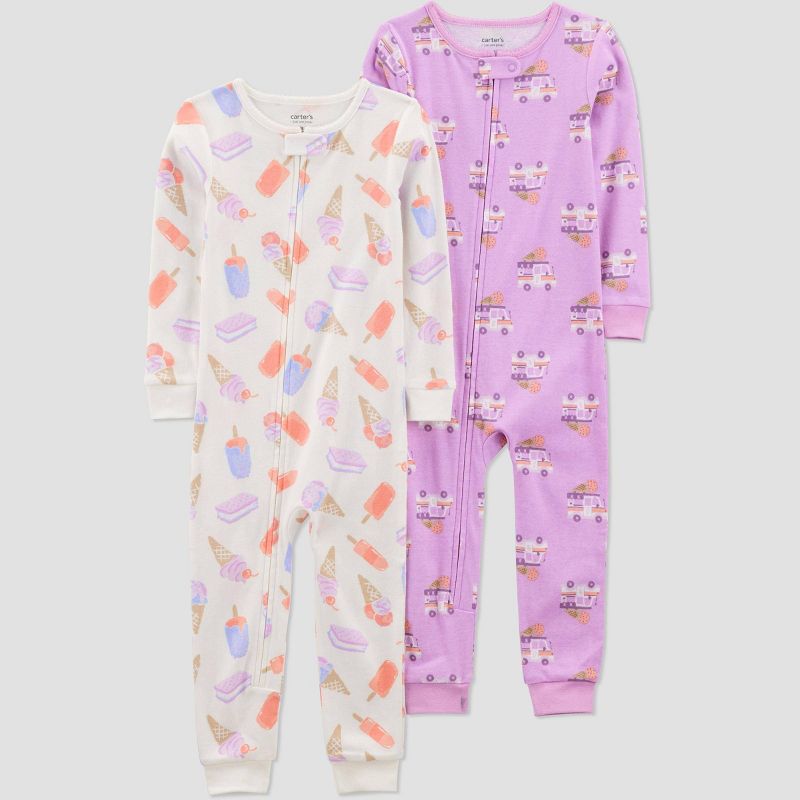 Carter's Just One You Toddler Girls' 2pk Cotton Snug Fit Watermelon and Crabs Footed Pajama.