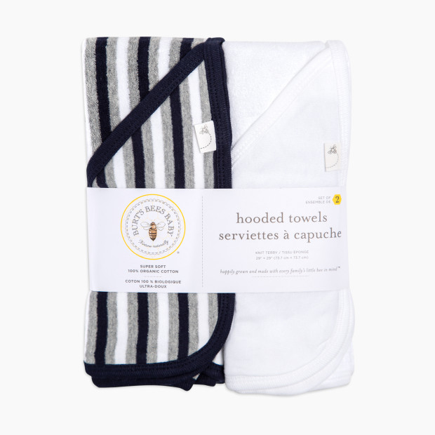 Burt's Bees Baby Organic Single-Ply Hooded Towel (2 Pack) - Blueberry.