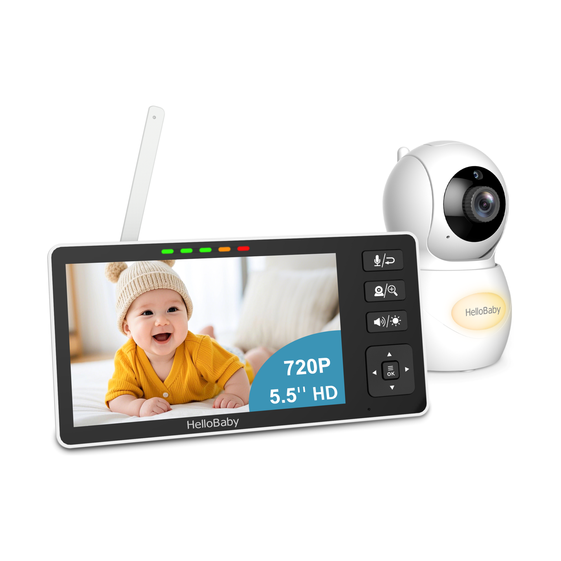 HelloBaby 5.5" HD Non-WiFi Video Baby Monitor with Split Screen.