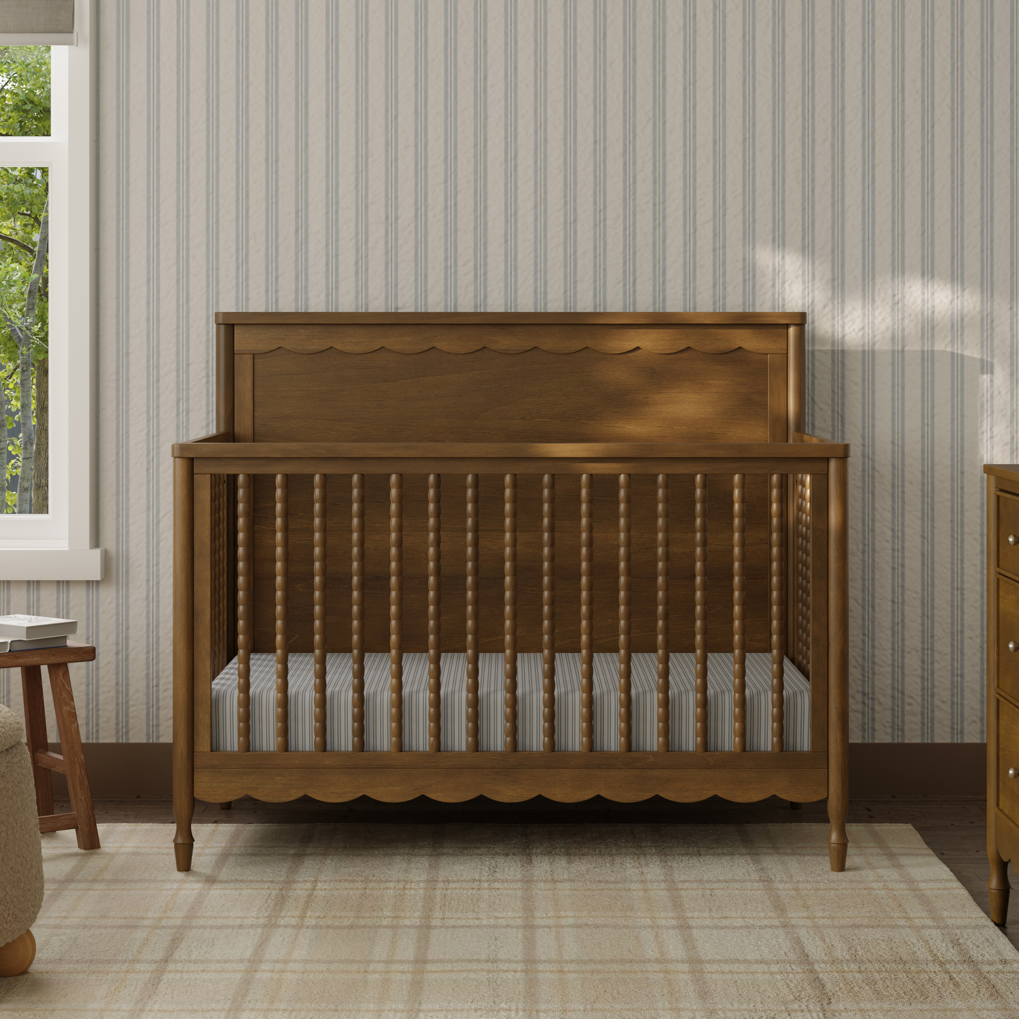 Namesake Ambrosia 4-in-1 Convertible Crib - Natural Walnut.
