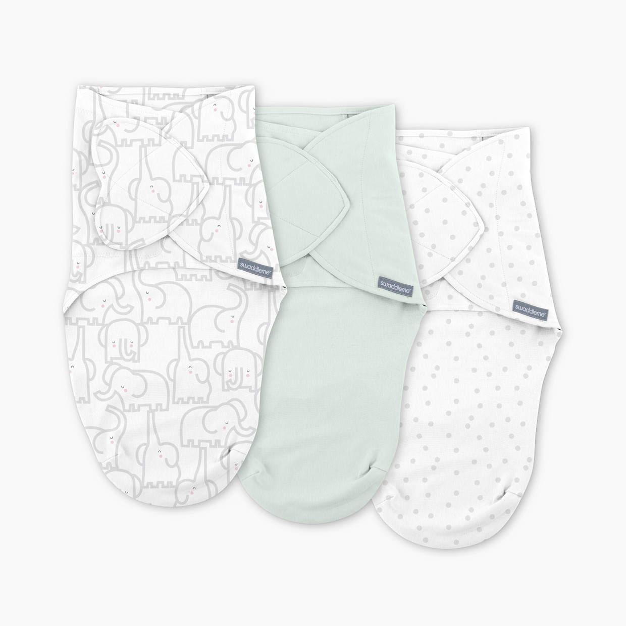 Ingenuity SwaddleMe Monogram Collection Swaddle (3-Pack) - Elephant Dance, 0-3 M.