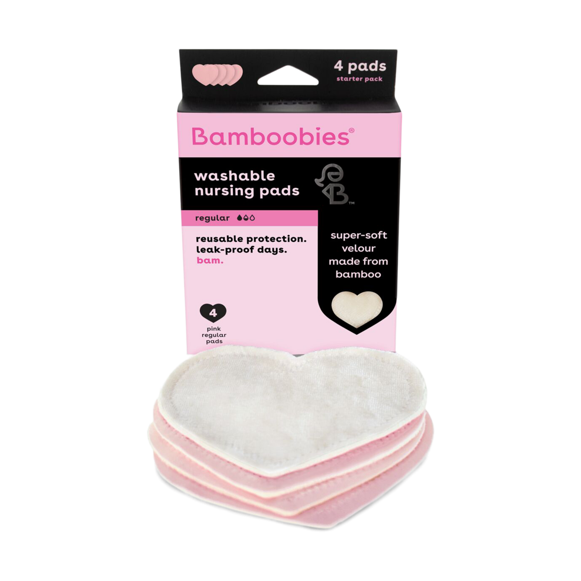 Bamboobies Washable Nursing Pads (2 Pair) Regular - Pink.