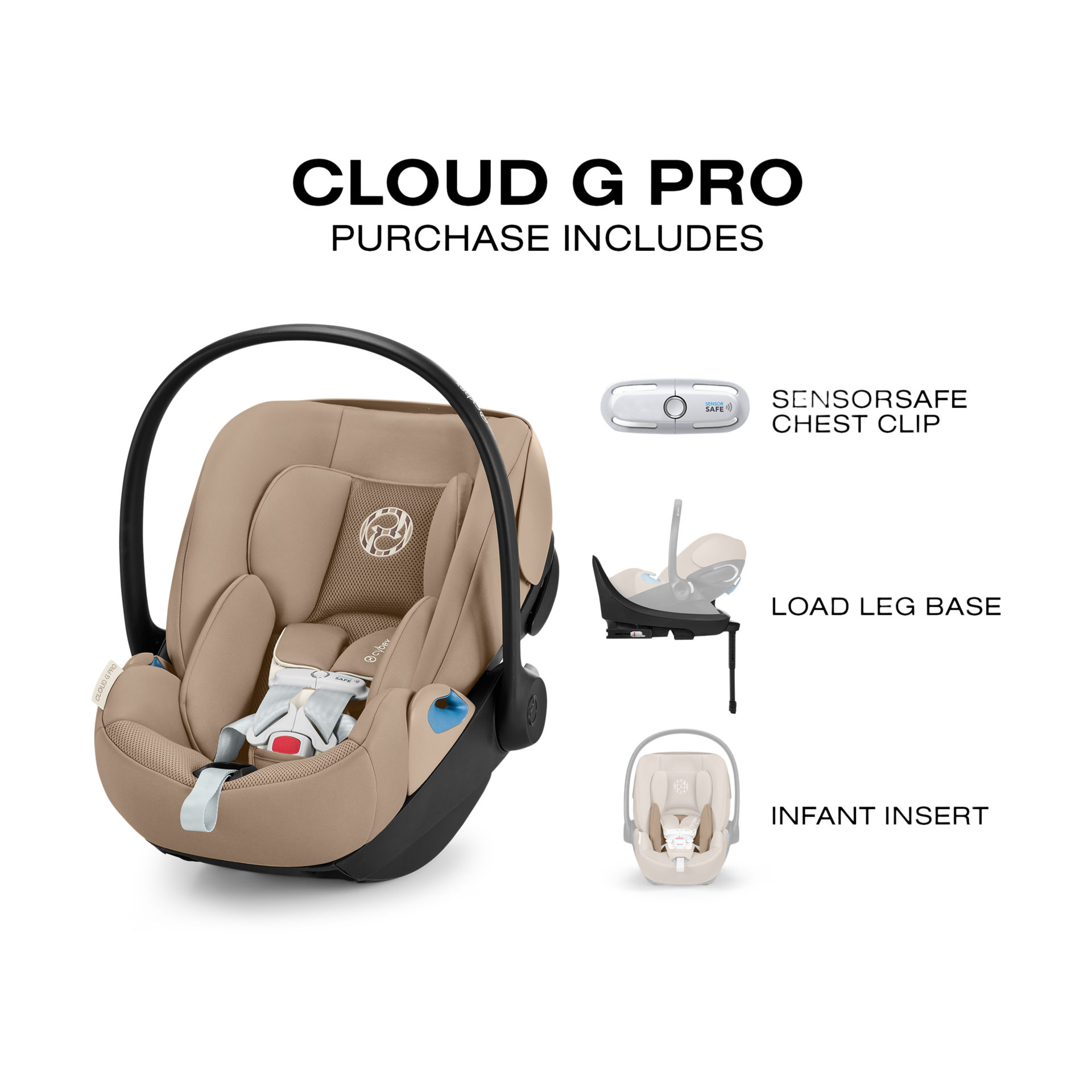 Cybex Cloud G Pro Comfort Extend Infant Car Seat - Almond Beige.