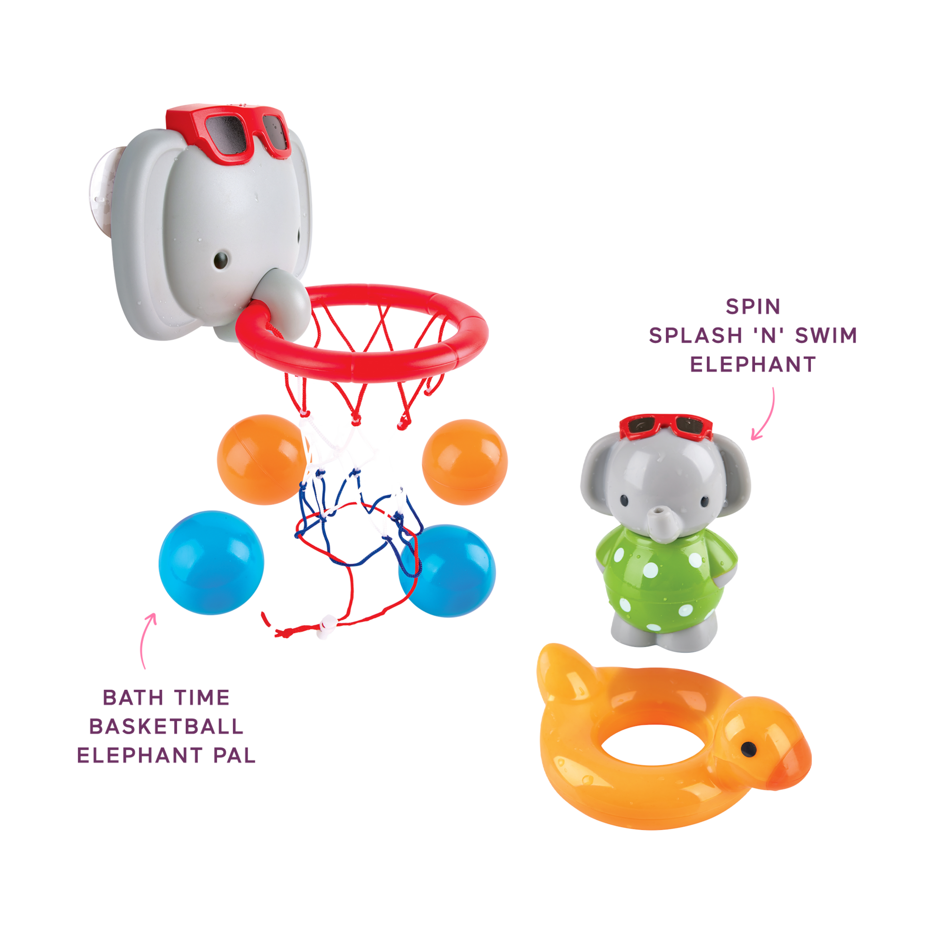 Hape Bath Time Elephant Spin Splash 'n' Swim & Basketball Bundle.