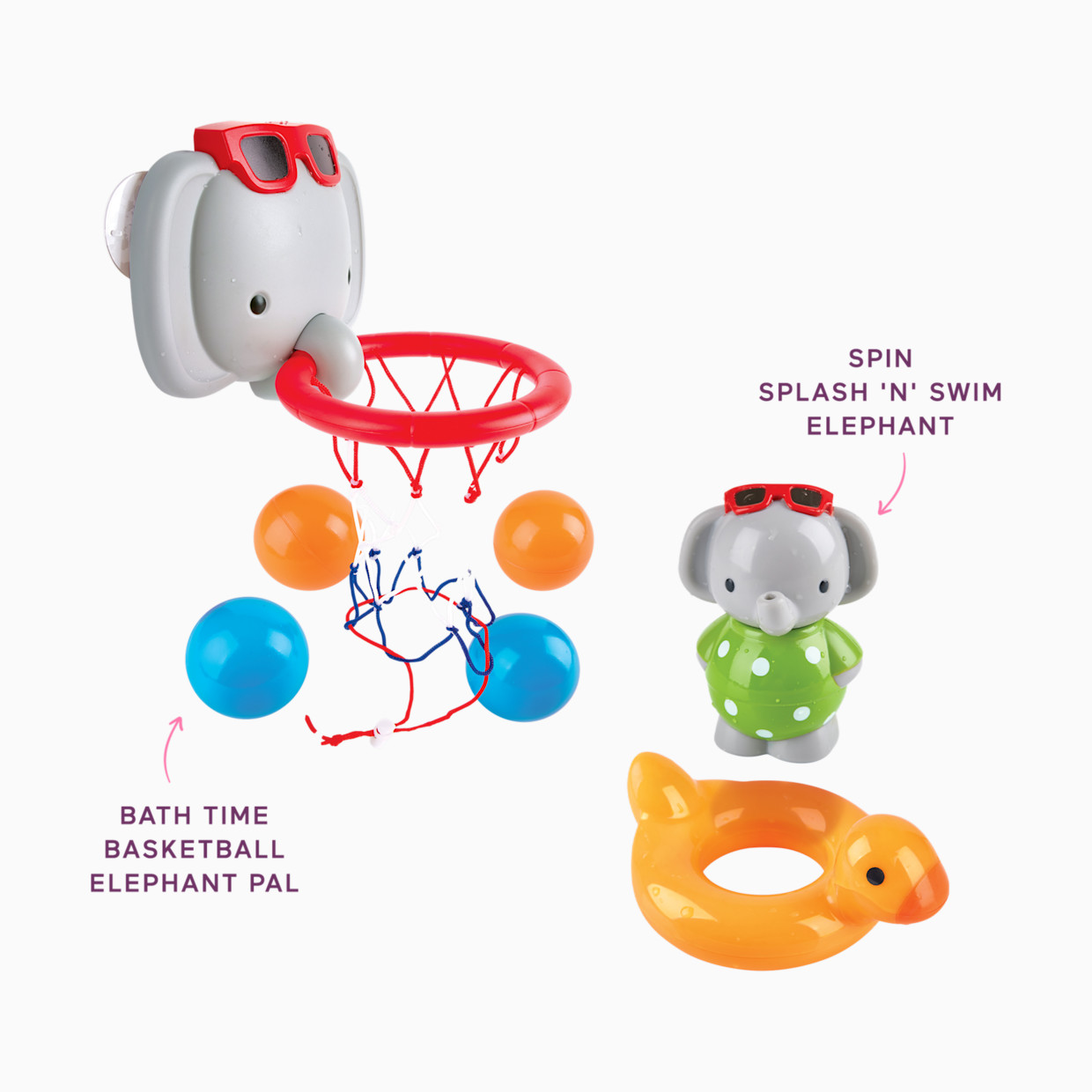 Hape Bath Time Elephant Spin Splash 'n' Swim & Basketball Bundle.