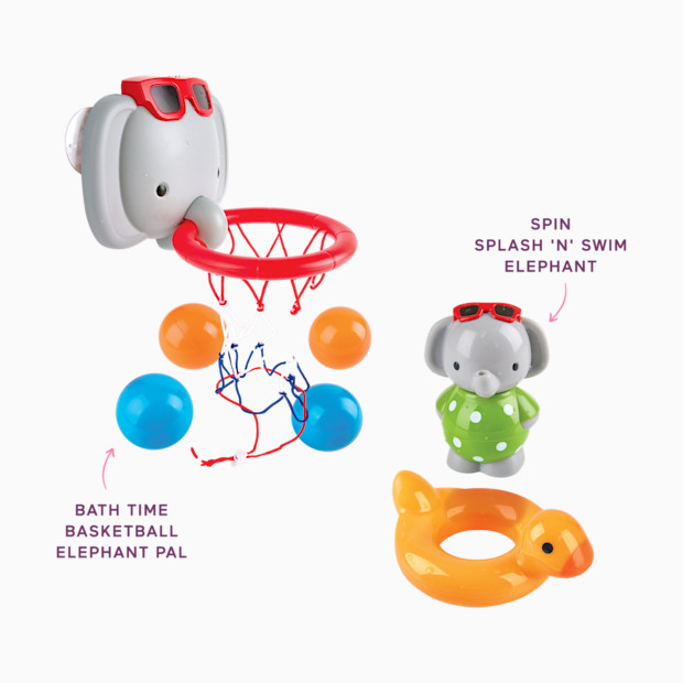 Hape Bath Time Elephant Spin Splash 'n' Swim & Basketball Bundle.
