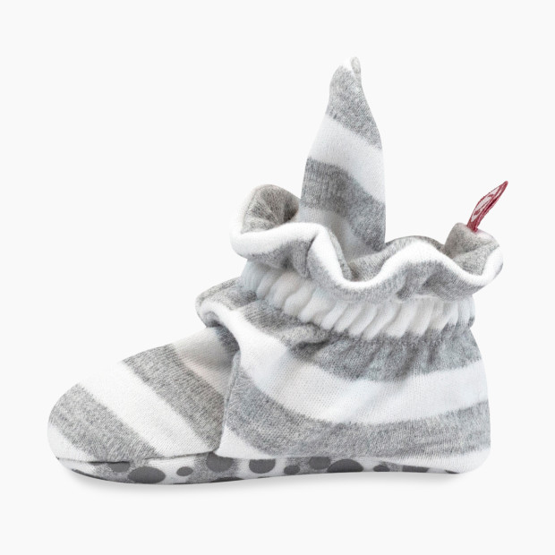 Zutano Organic Cotton Booties - Heather Gray/White Stripe, 0-3 Months.