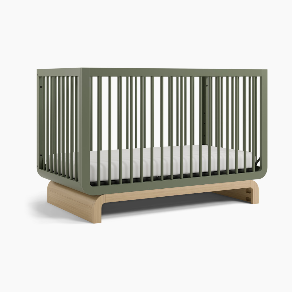 Storkcraft Santorini Deluxe 5-in-1 Convertible Crib - Olive With Driftwood.