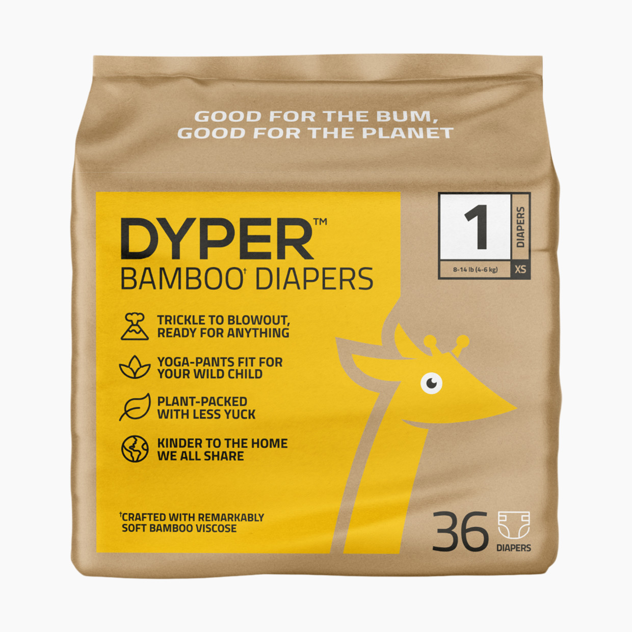 DYPER Bamboo Viscose Baby Diapers - Size 1, 1.