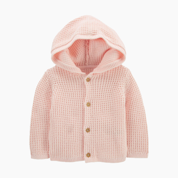 Carter's Hooded Cotton Cardigan - Pink, 3 M.