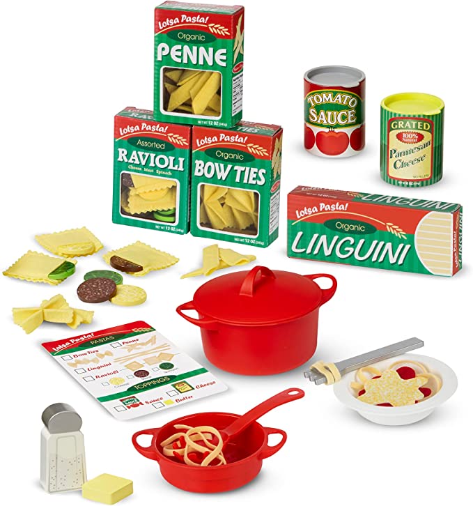 Melissa & Doug Prepare & Serve Wooden Pasta Play Food Set .