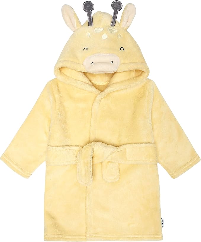 Gerber Unisex Baby Plushy Soft Hooded Animal Character Bathrobe.