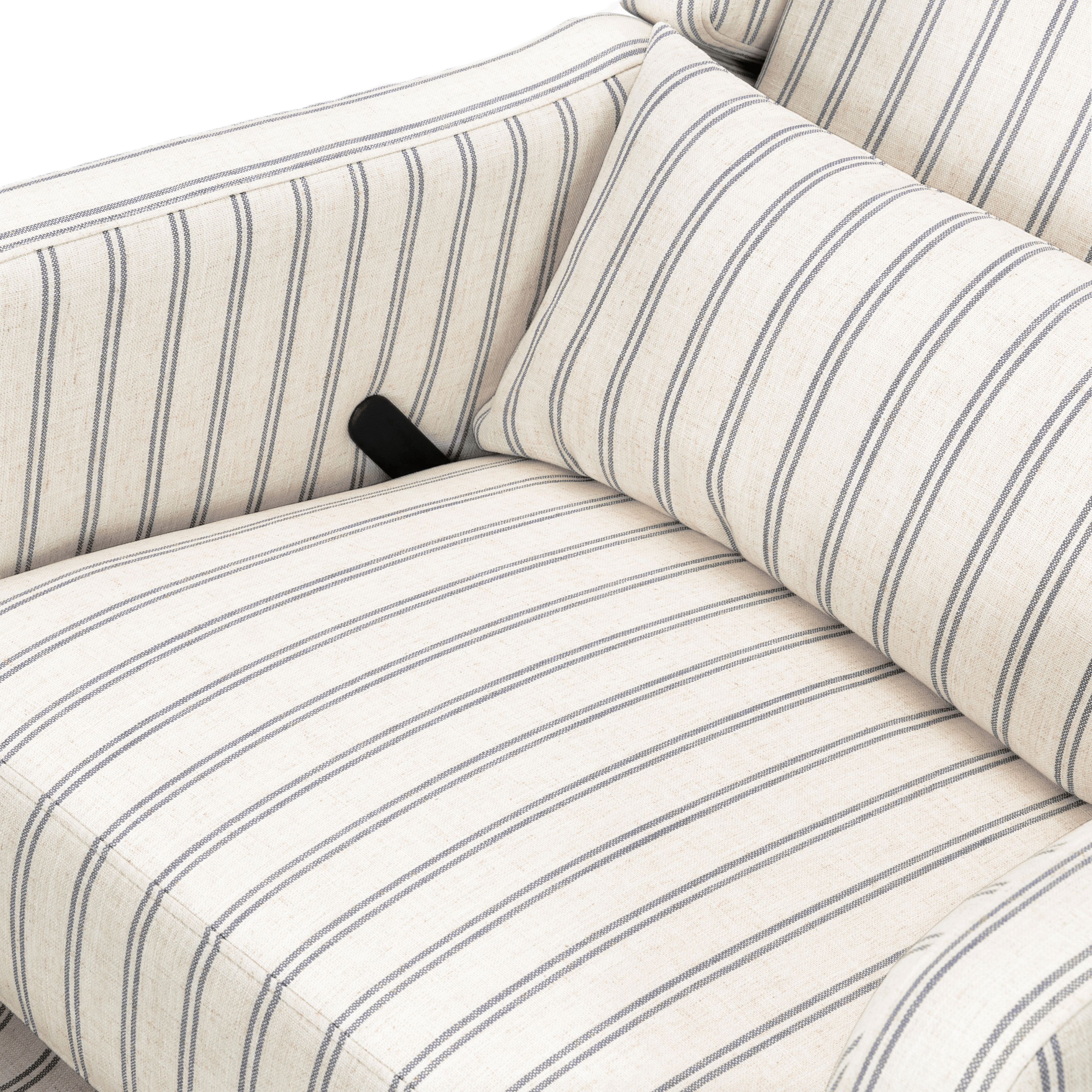 Carter's by daVinci Arlo Recliner and Swivel Glider - Performance Charcoal Double Stripe Linen.