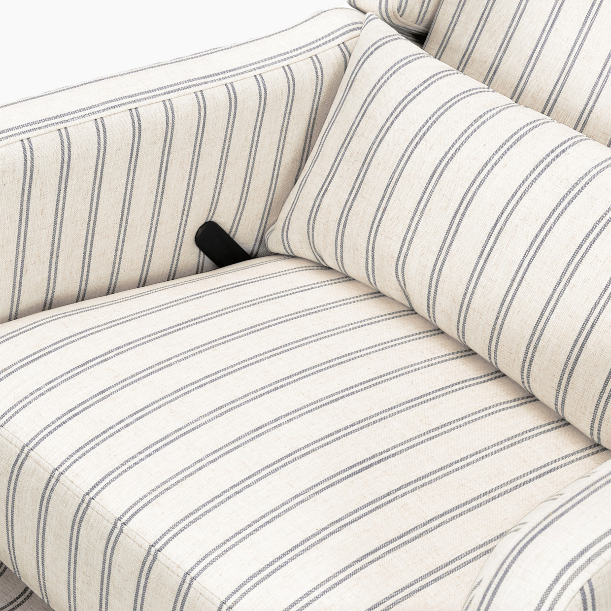 Carter's by daVinci Arlo Recliner and Swivel Glider - Performance Charcoal Double Stripe Linen.