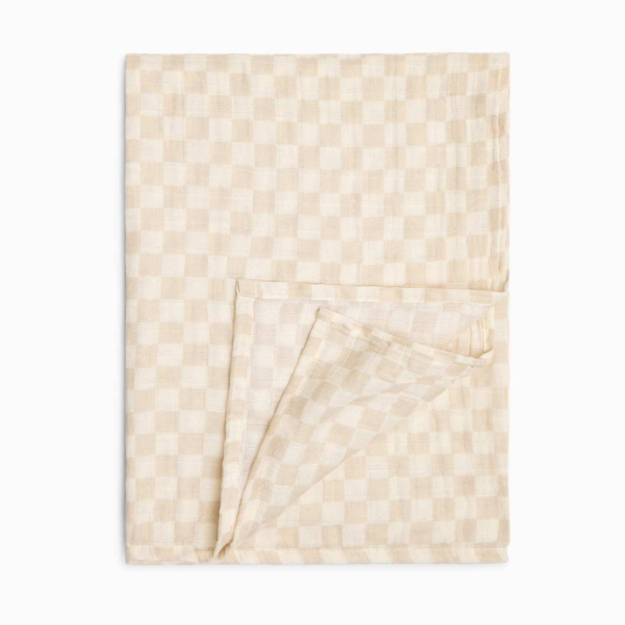 Tiny Kind Organic Cotton Muslin Swaddle Blanket - Oat Check.