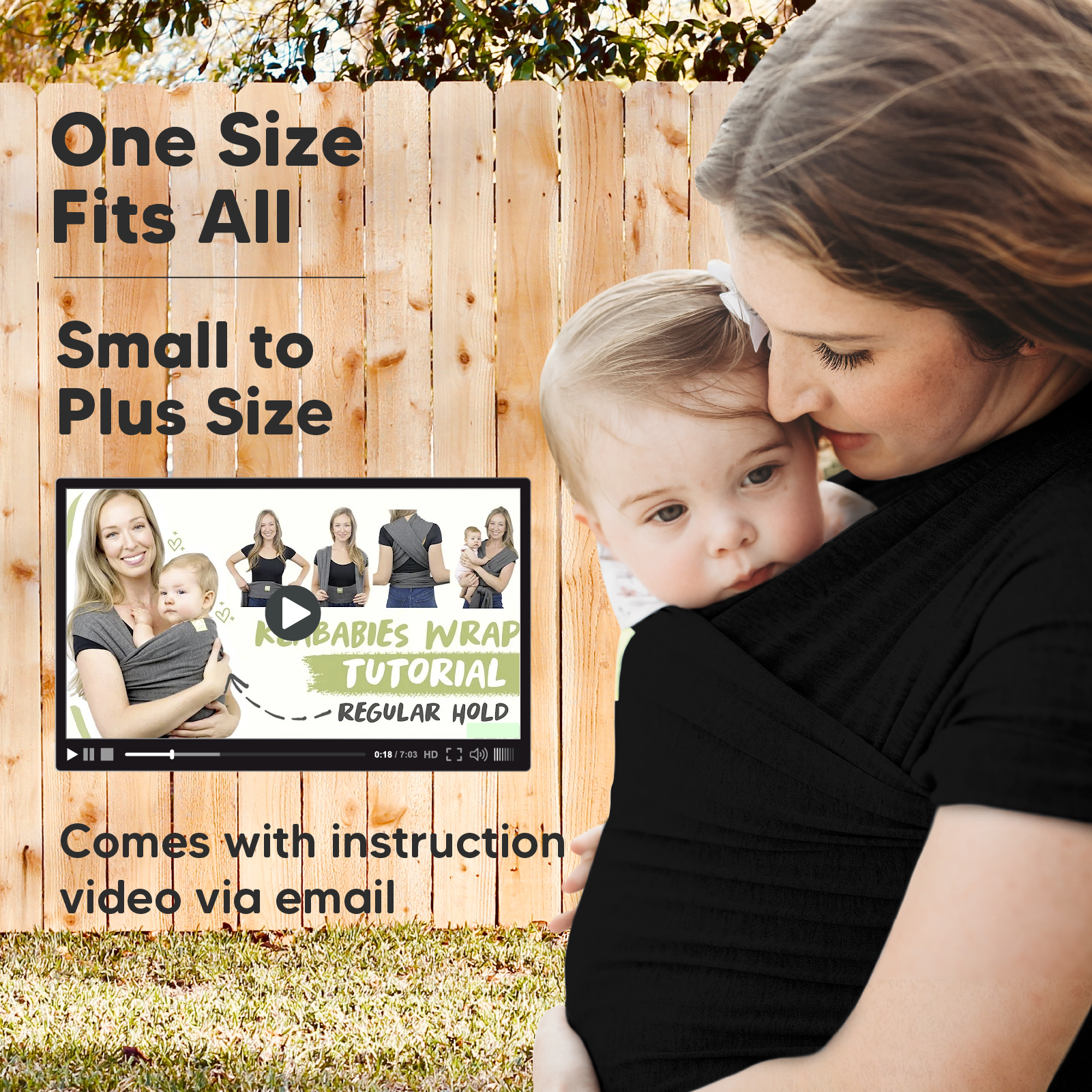 KeaBabies Wrap Carrier - Trendy Black.