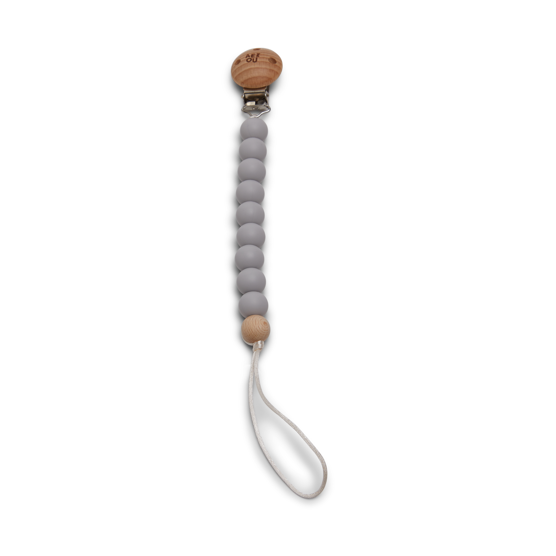 AEIOU Silicone Pacifier Clip - Fog.