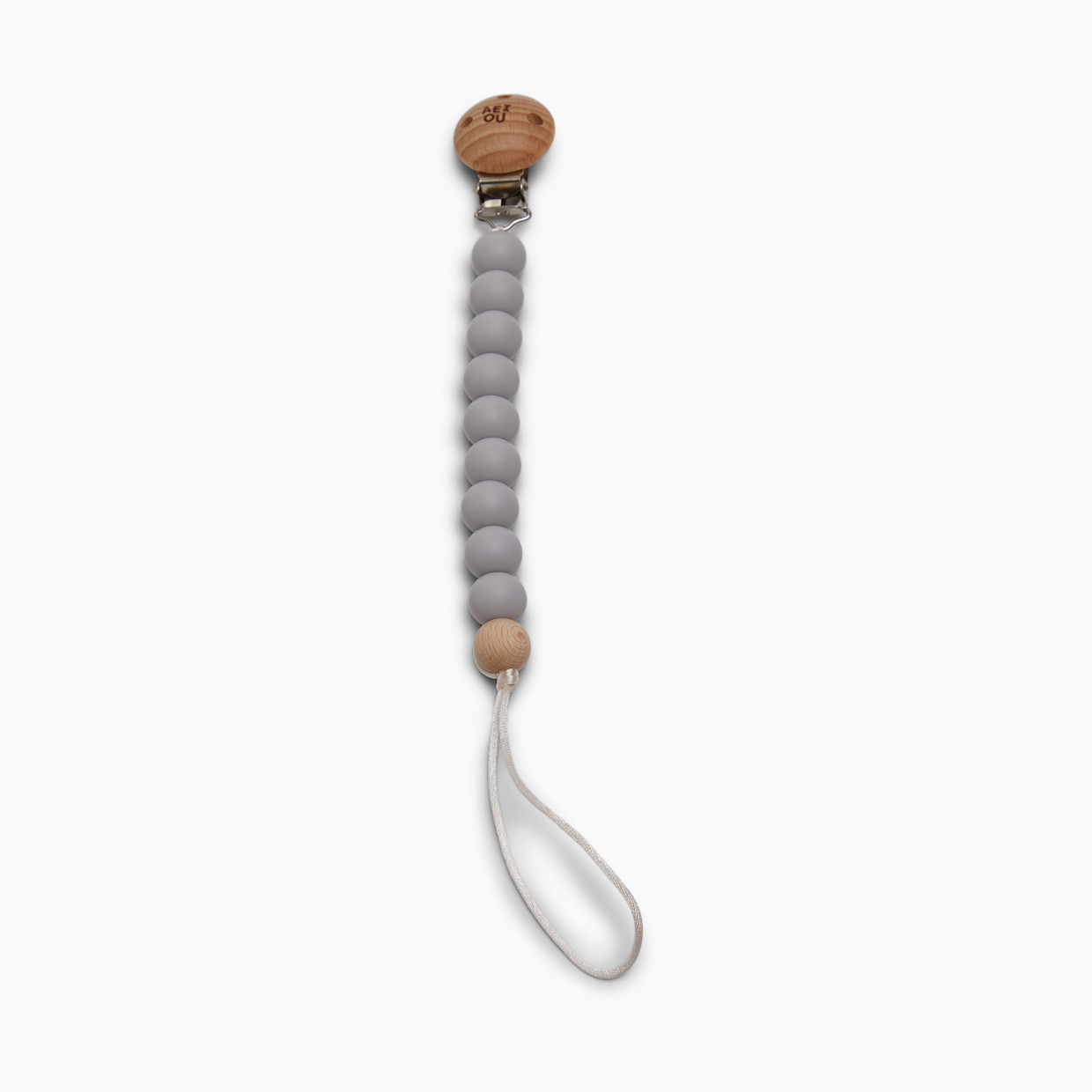 AEIOU Silicone Pacifier Clip - Fog.