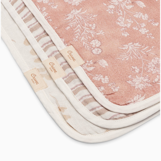 Crane Baby Cotton Muslin Baby Burp Cloth Set (3 Pack).